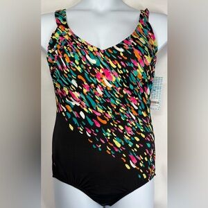 NWT Aquabelle Swimsuits for All Swim Suit One Piece Confetti
